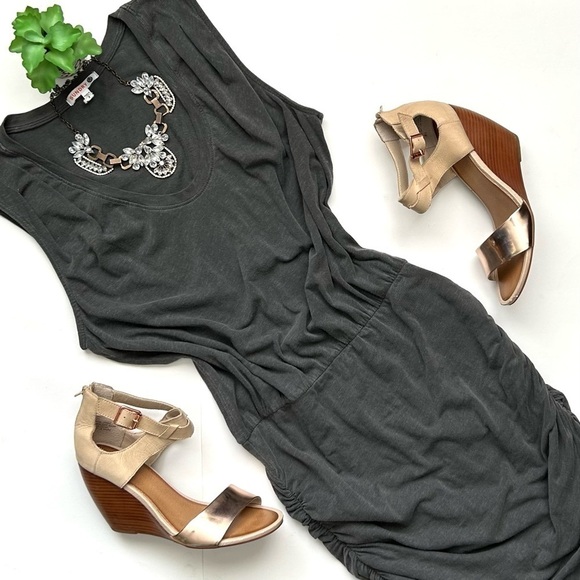 Anthropologie Sundry Pleated Shoulder Ruched Mini Dress Tank Sleeveless - Picture 2 of 15